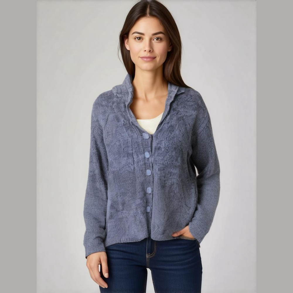 Premier International Blue Knit VNeck Cardigan Size Medium M NWT